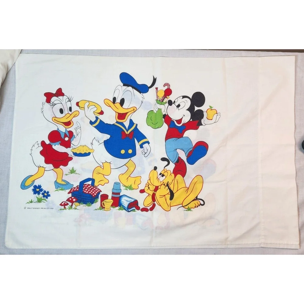 Vintage Mickey‎ Mouse Twin Sheet Set Walt Disney Production Fitted, Flat, 1 Case